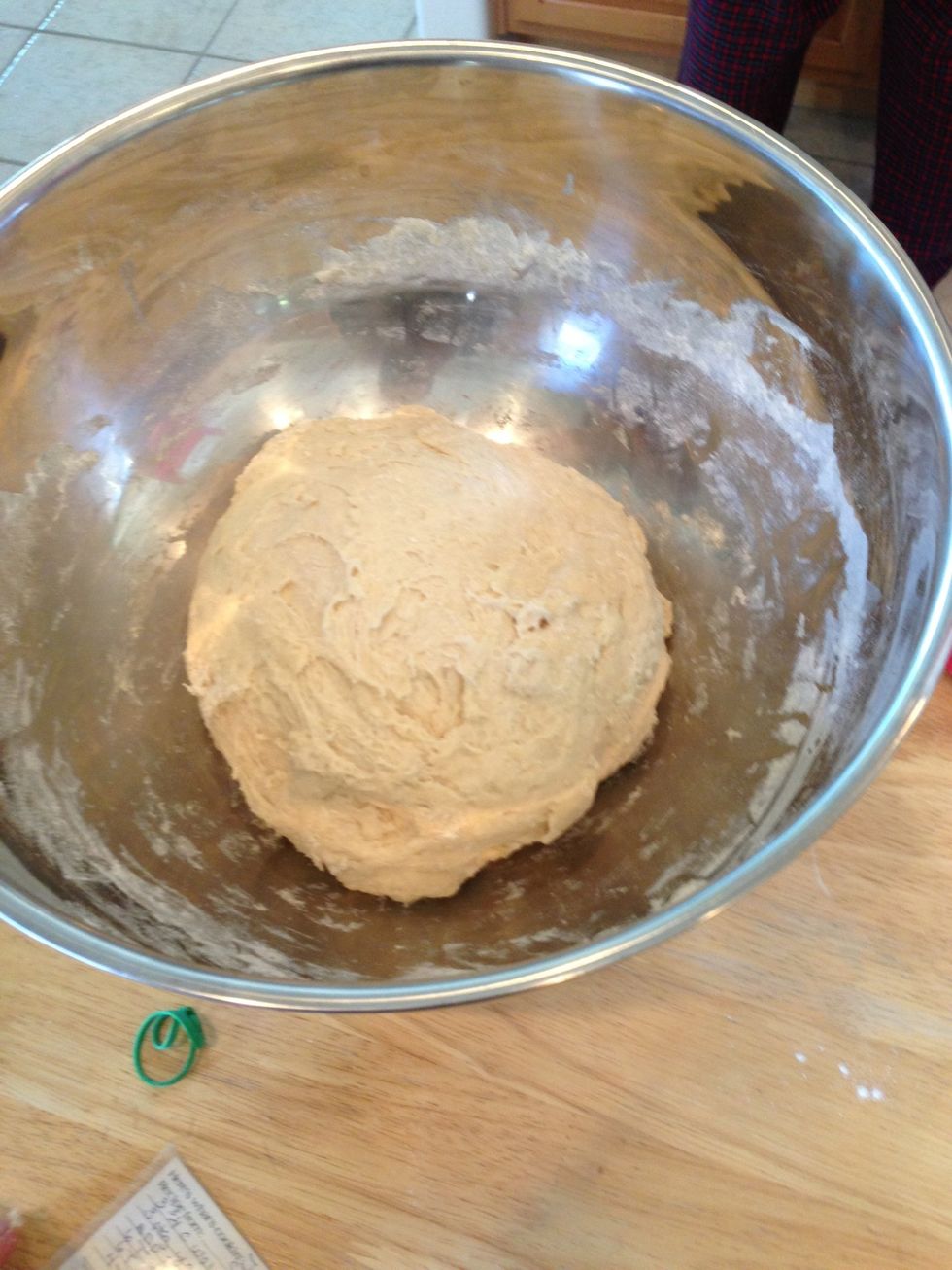 Knead until no dry flour remains