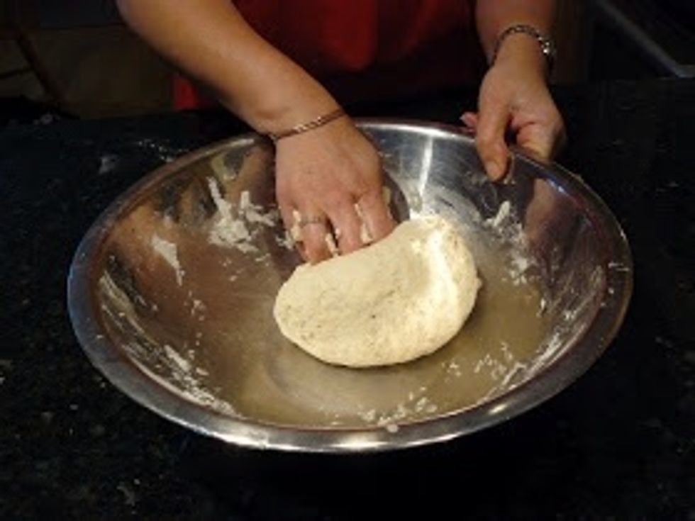 Knead until smooth but still sticky.