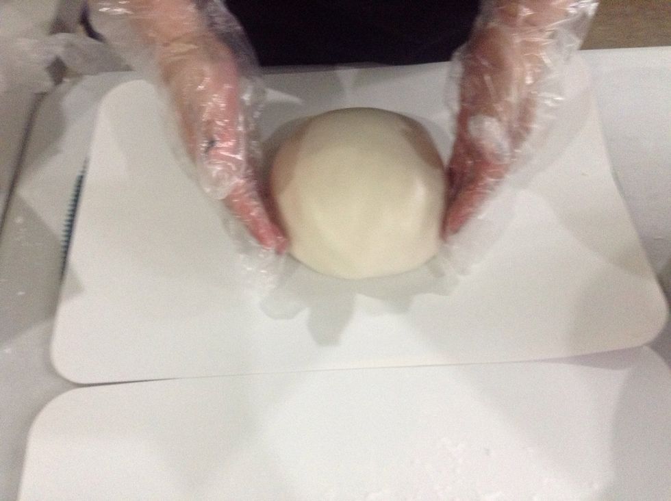 Knead until the fondant is smooth, pliable and does not stick to your hands. If fondant is to soft , more sugar but since I don't want my fondant to sweet I use cornstarch! Don't be scared >>>>
