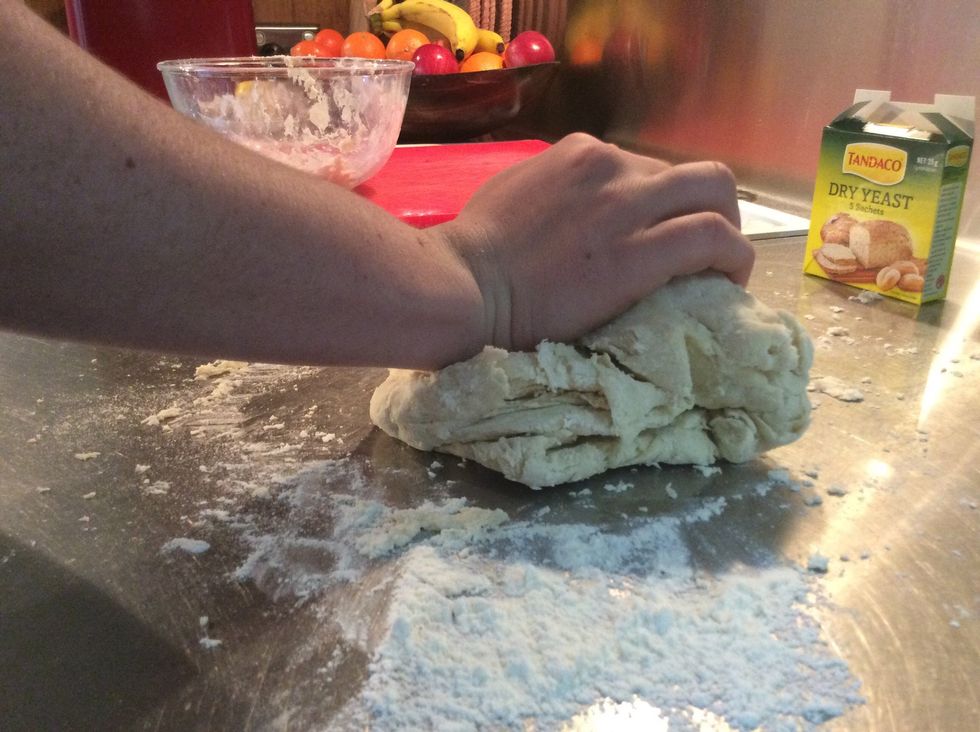 Kneed dough until soft and stretchy