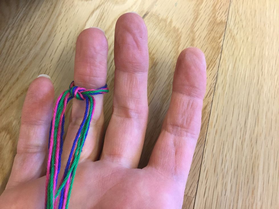 Knyt en dubbelknut runt ett finger eller n\u00e5got annat s\u00e5 en \u00f6gla bildas.