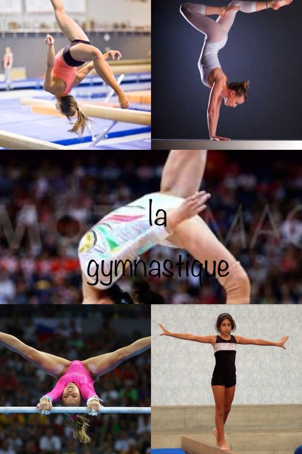 La gymnastique means gymnastics. Pronounce like lah gymnahstique