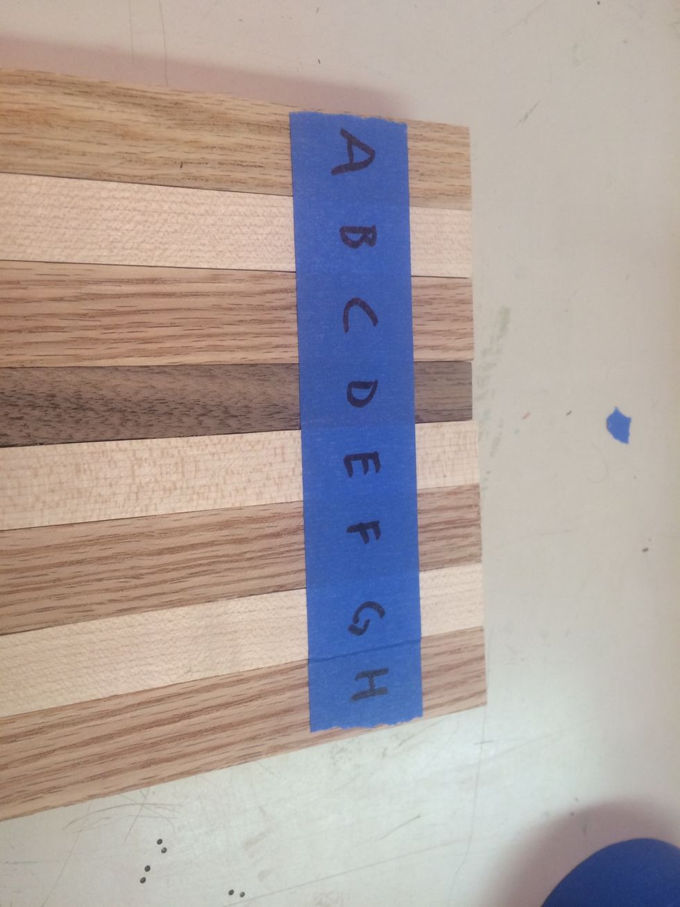 Label each piece "A - H"