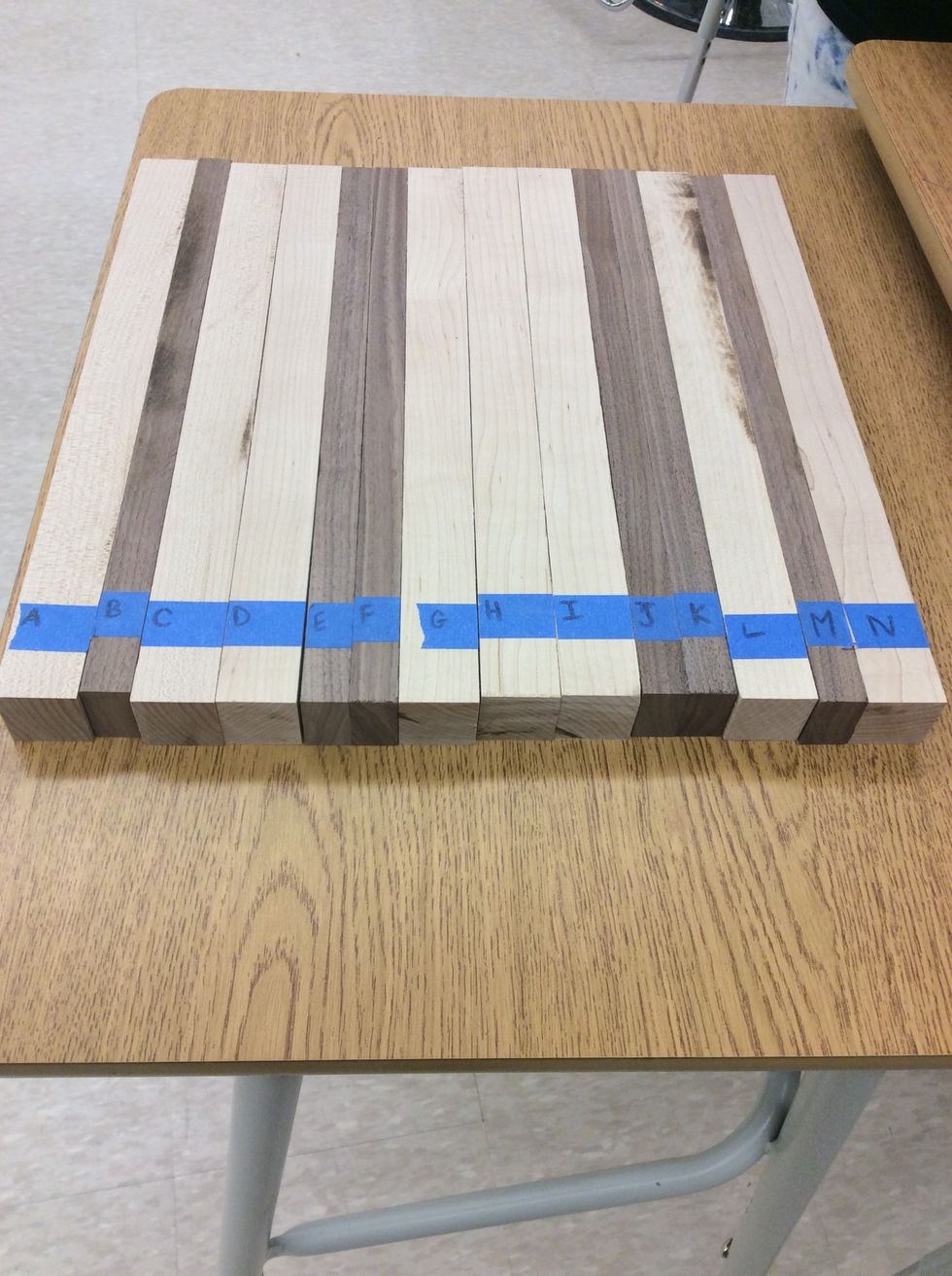 Label from a to n on how you want ur cutting board to look like.