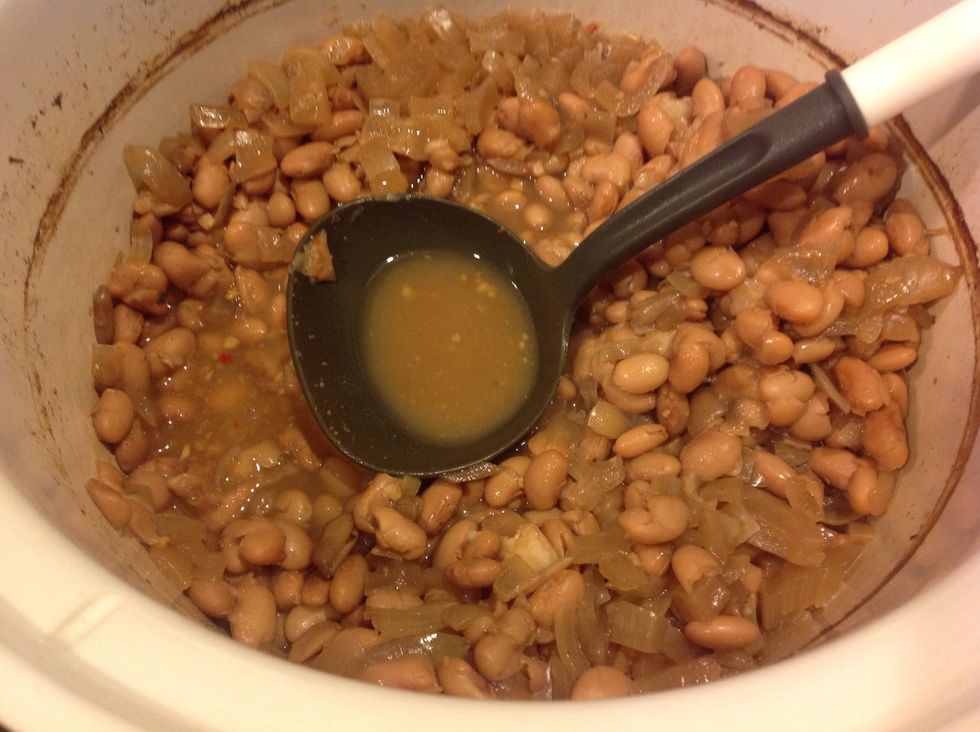 Ladle out as much liquid as possible.
