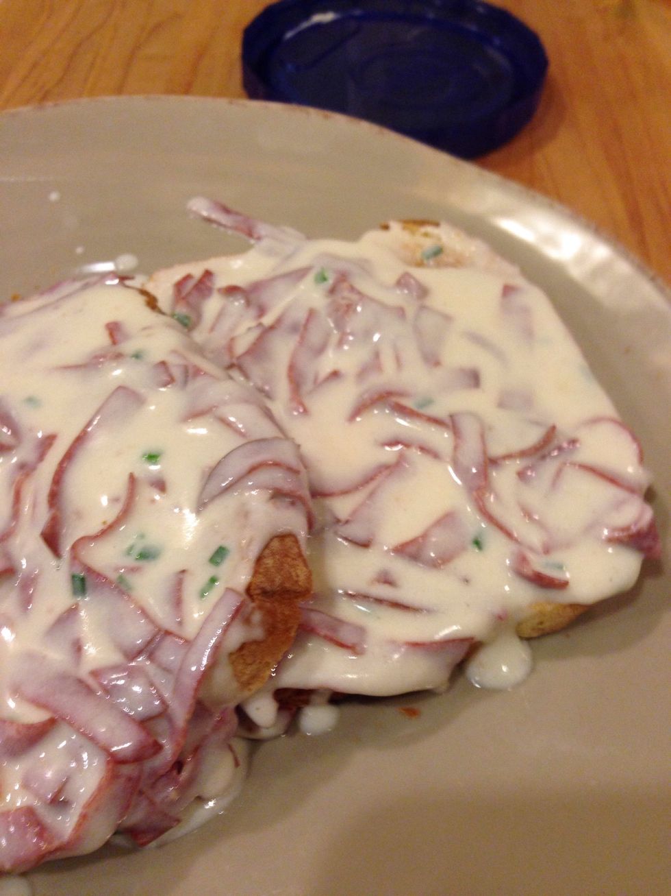 Ladle over toast, scatter with parsley & serve. (I omitted the parsley)