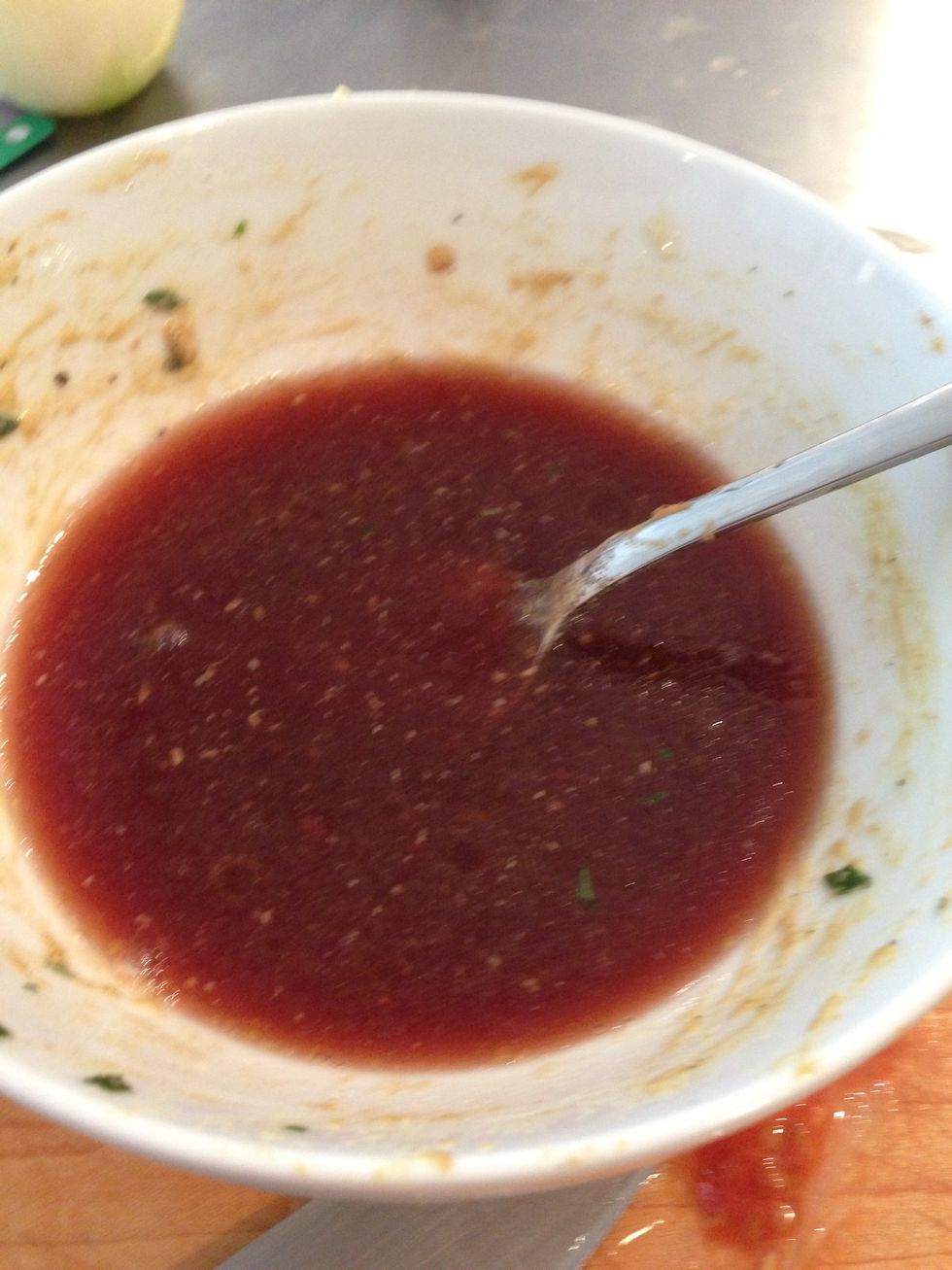 Last 5 minutes add honey and vinegar mixture on top of chicken and turn oven to broil. Will probably have to broil parts of breast and legs for five minutes separately