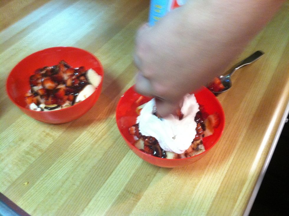 Last but definitely NOT least, crown with your favorite whipped topping - I used canned whipped cream because it's easy and yummy!