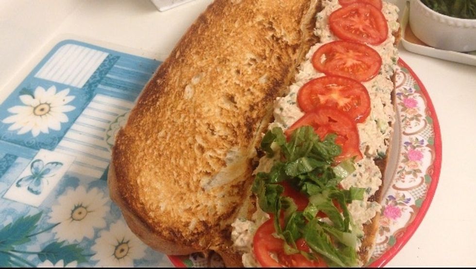 Last but not least add the lettuce. You also can add other veggies.
