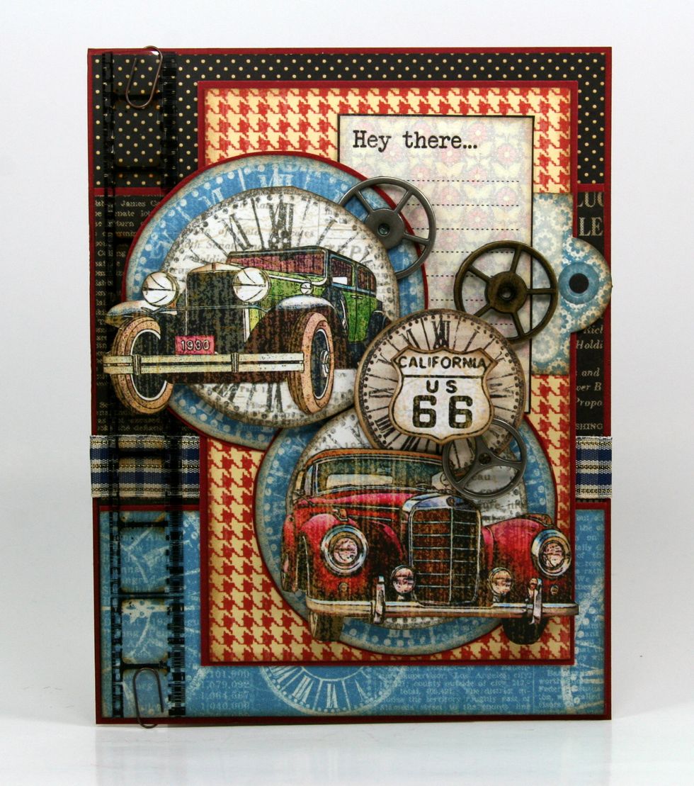 Last gear just under the sign.