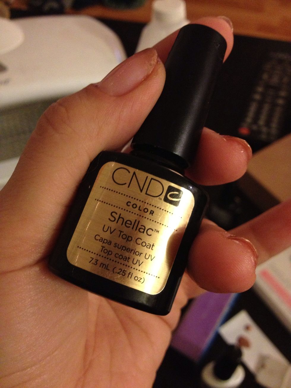 Last layer- top coat. The last coat gets 3 minutes under the light.