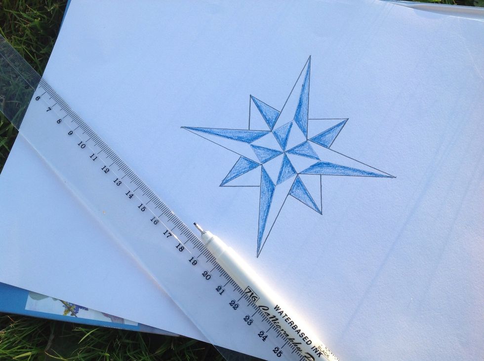 Last step, let's use a black narrow pen.