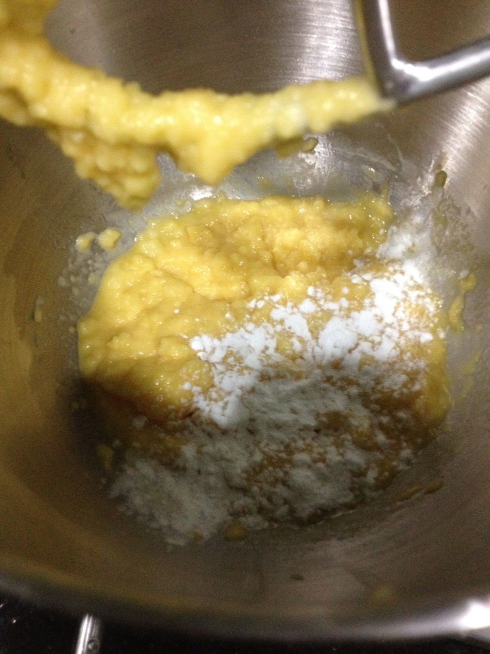 Lastly, add baking powder and mix.