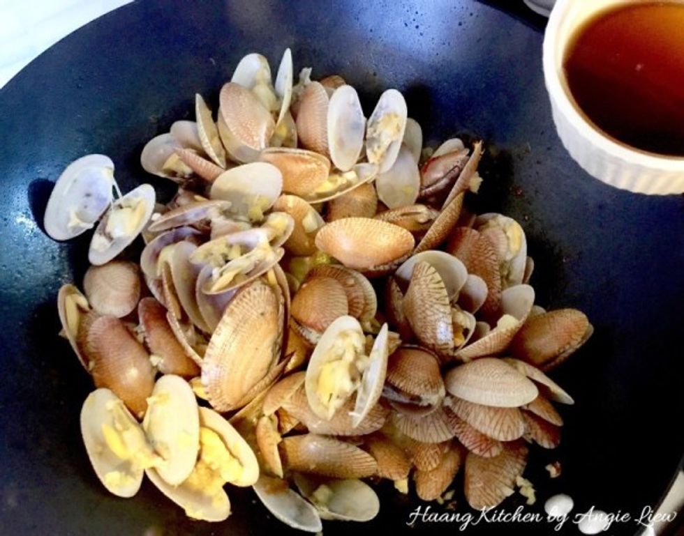 Lastly add in the chinese cooking wine and stir fry until all the ingredients are well combined.