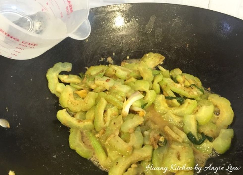 Lastly add in water.