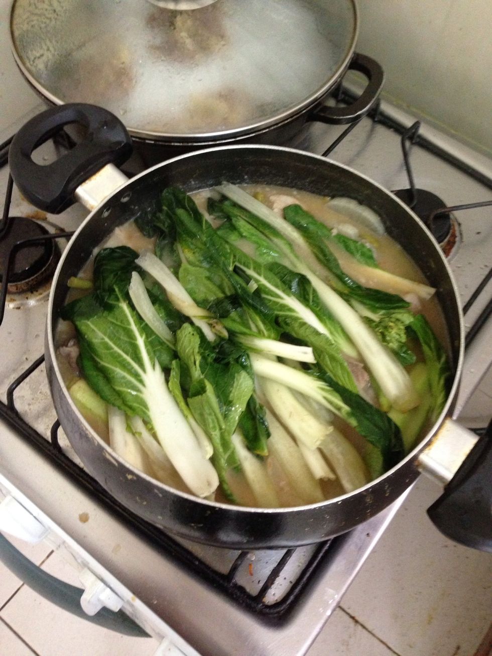 Lastly, add pechay. Simmer for 5 to 8 mins.