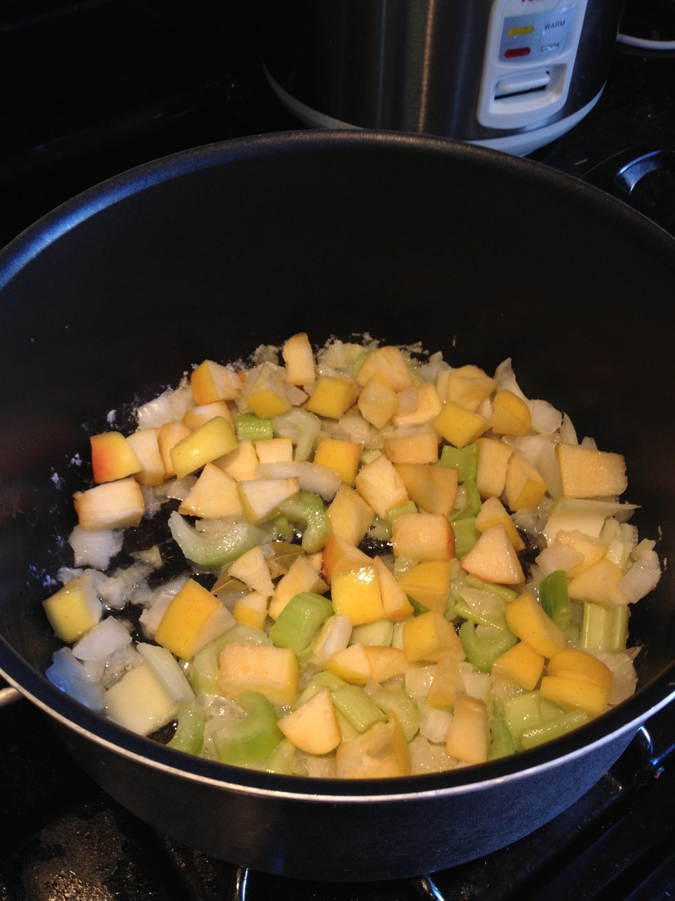 Lastly, add the apples to the mix.