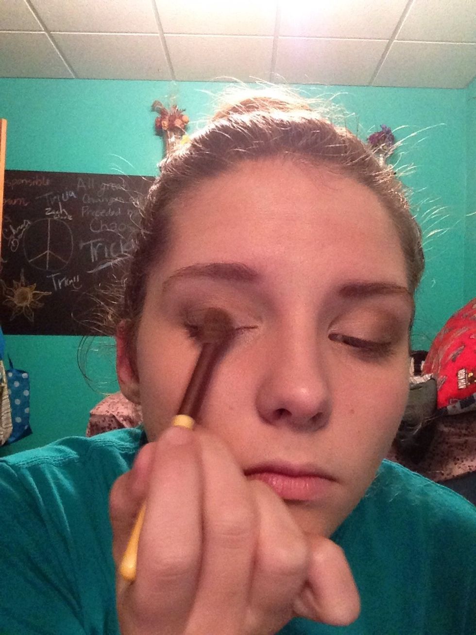 Lastly for eyeshadow, take a super fluffy eyeshadow brush and blend the shadows to get the desired smokey look.