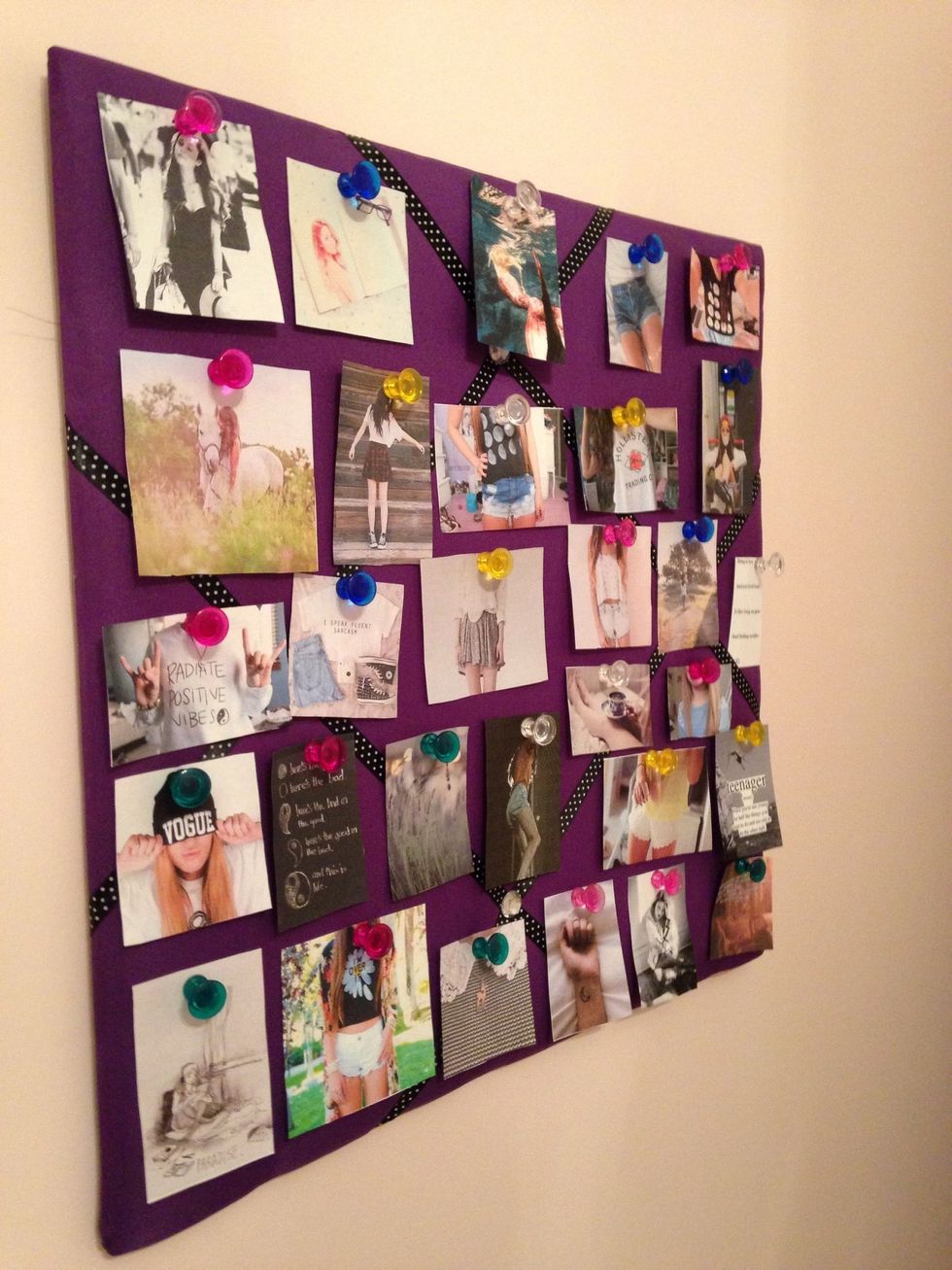 Lastly, hang them up! Have fun with it and pin where your heart desires! Feel free to do what you want, add more, take a few pictures off, the possibilities are endless.