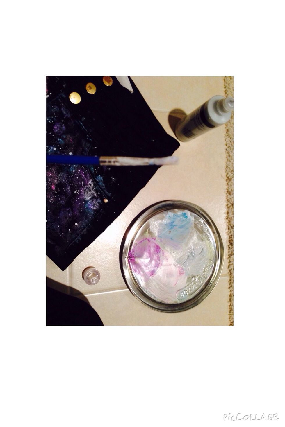 Lastly, load your brush with the silver fabric paint.