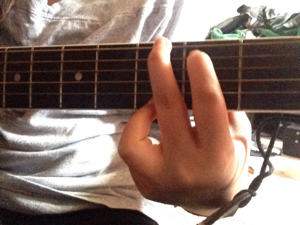 Lastly, place your middle finger on the low E string in the third fret.