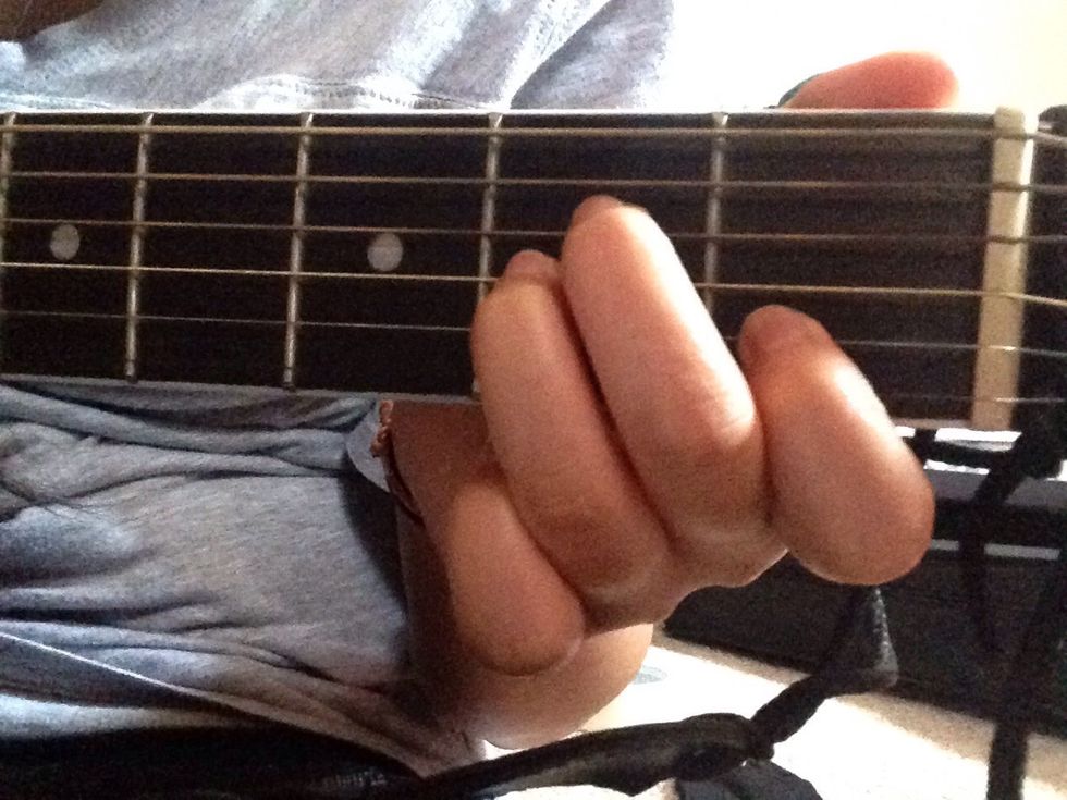 Lastly, place your ring finger on the G string in the second fret.