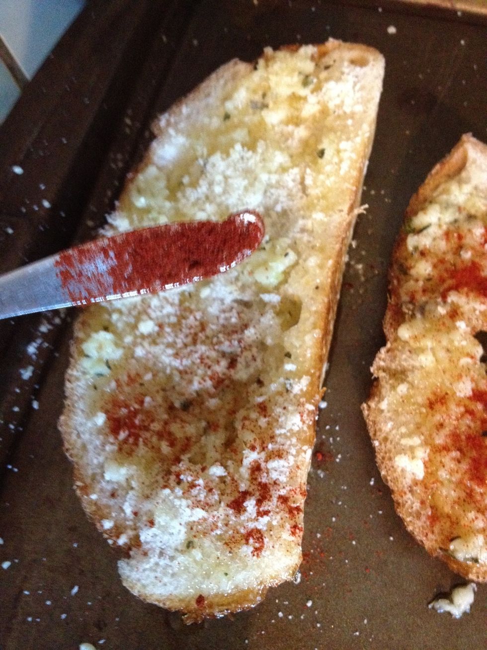 Lastly sprinkle on some paprika for color and flavor.