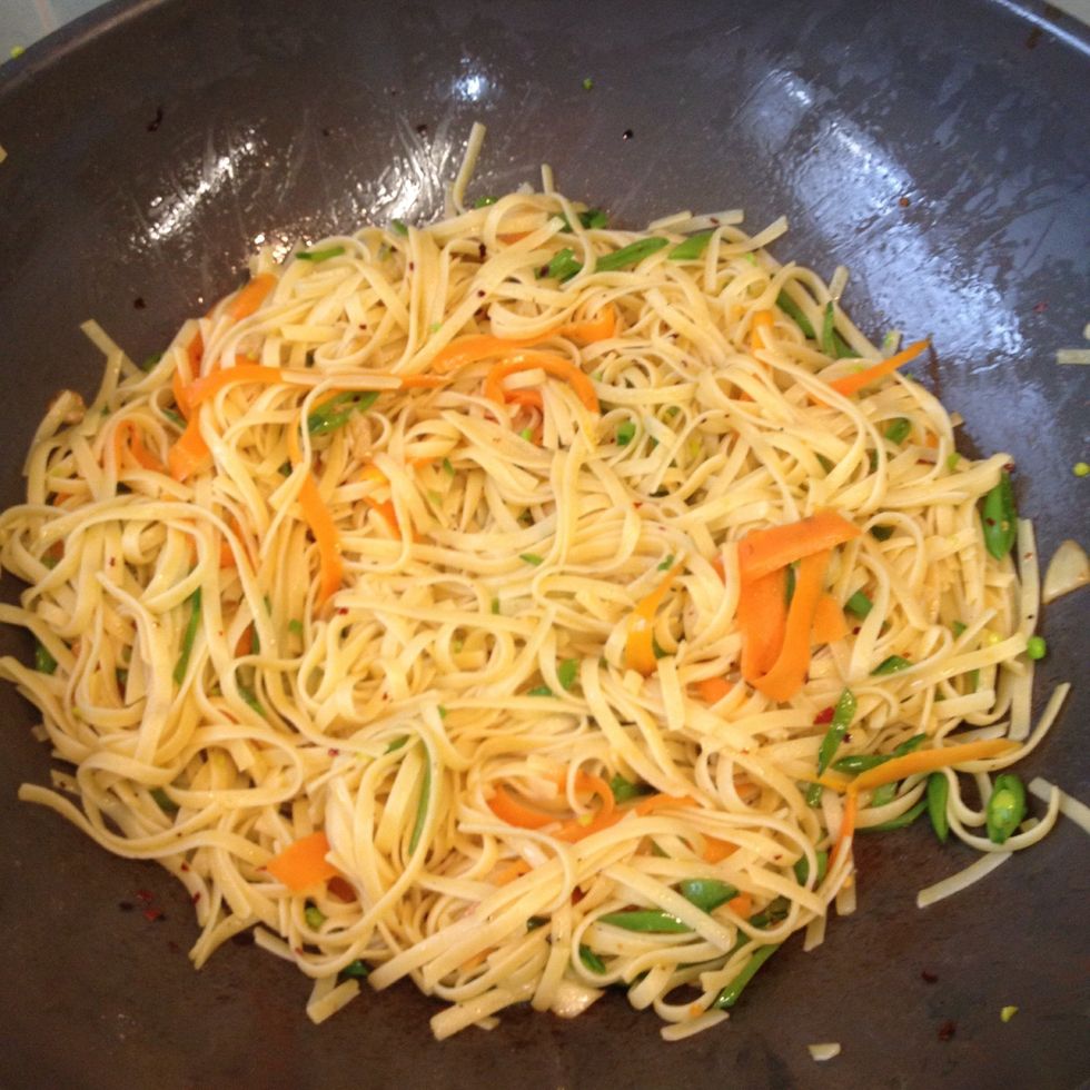 Lastly, toss in the cooked pasta and taste. You may need to add more salt or pepper at this point. Just taste it first before adding.