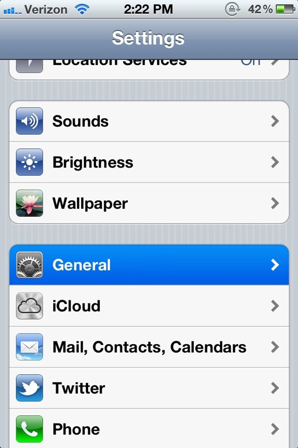 Launch the Settings app and tap General.
