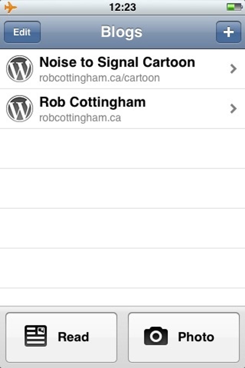 Launch the WordPress app, and navigate to your blog.