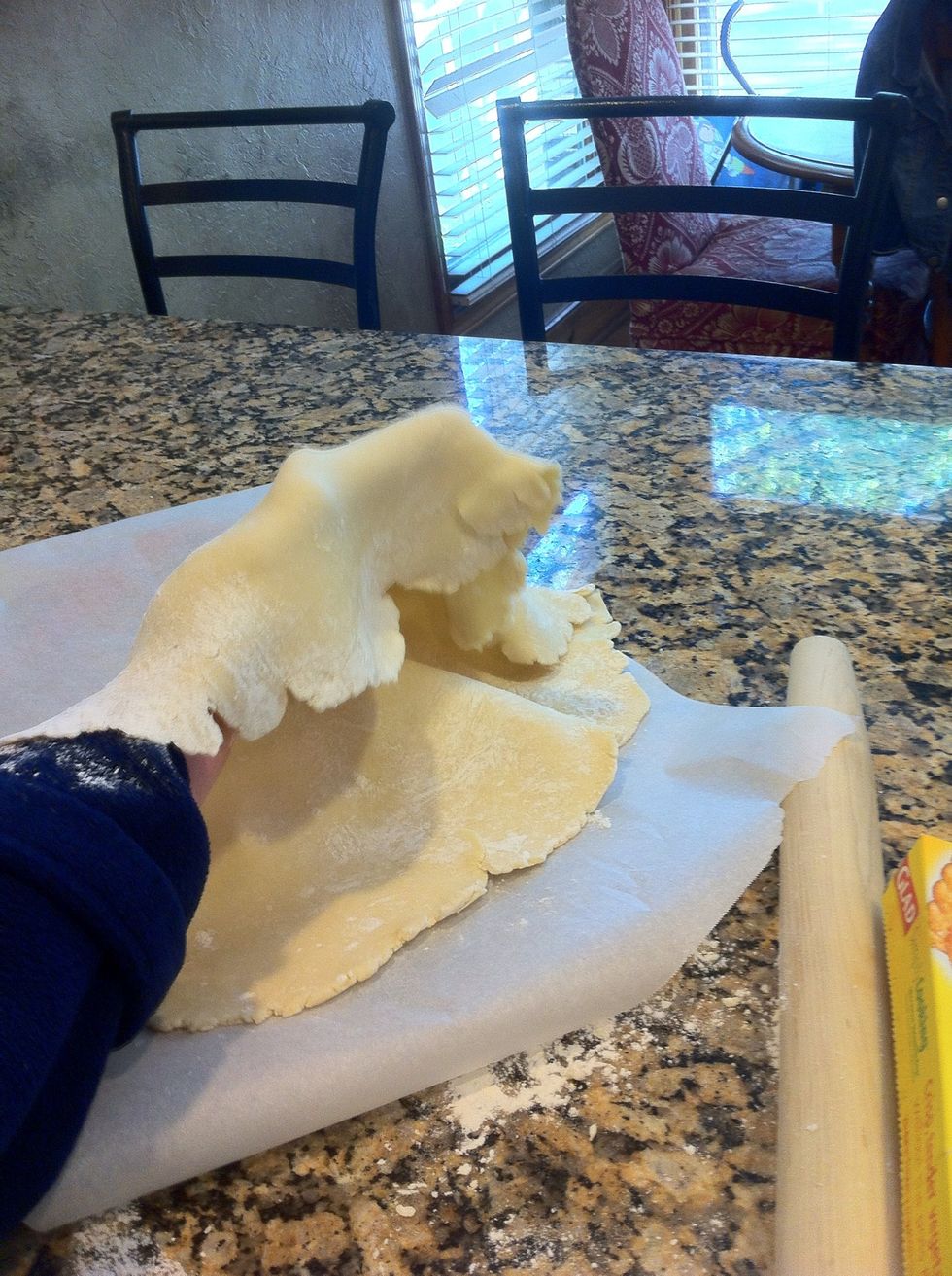 Lay across a large cookie sheet or pizza pan, lined with parchment paper.