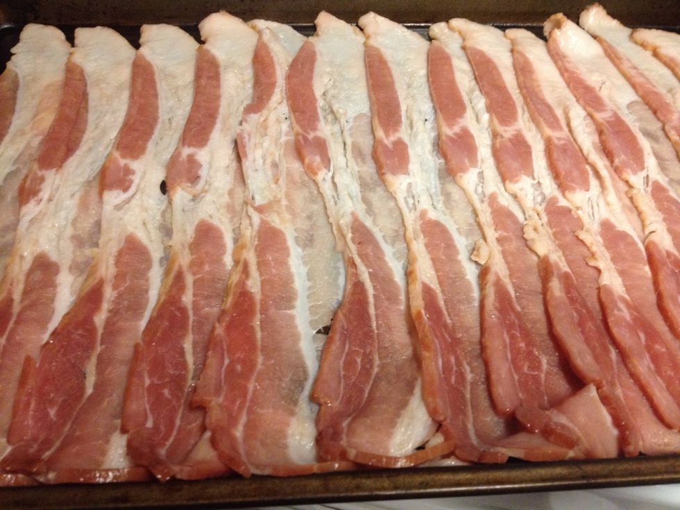 Lay bacon out flat and put in the oven