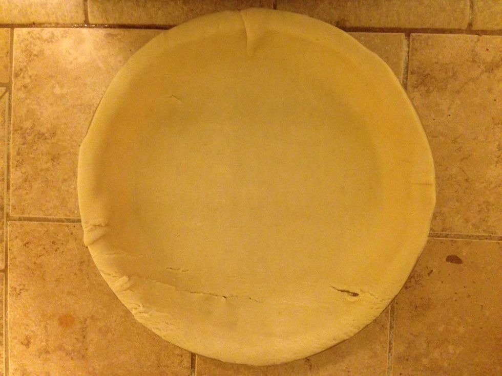 Lay first crust down.