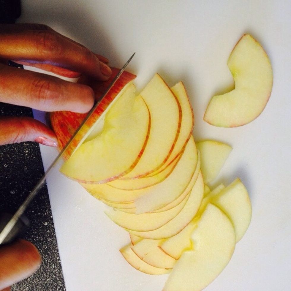 Lay flat on table and thinly slice