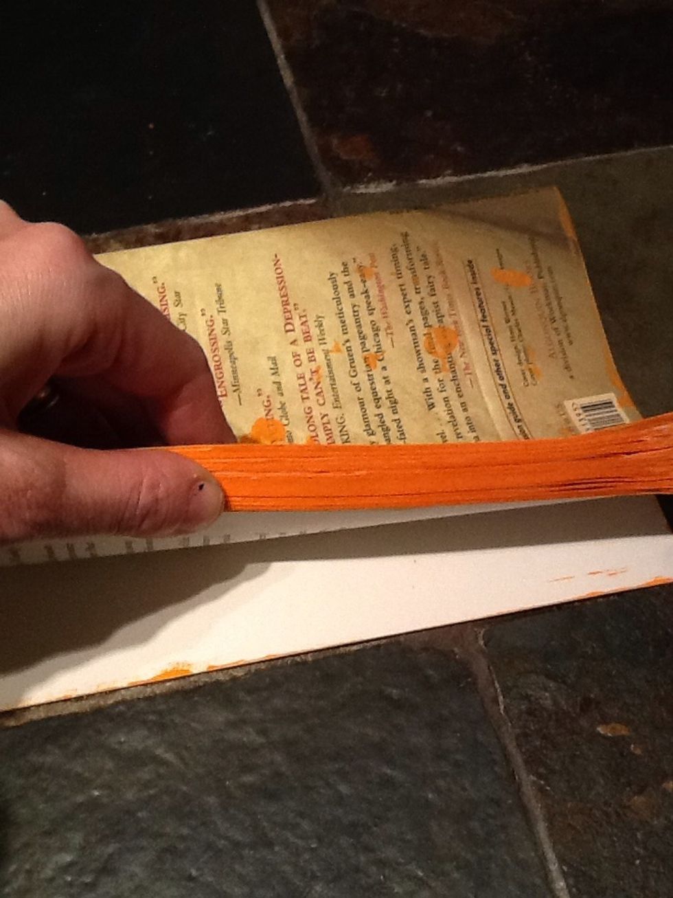 Lay newspaper underneath book in a ventilated area. I actually spray painted the outer edges of the book prior to starting this guide, outside on my back porch.