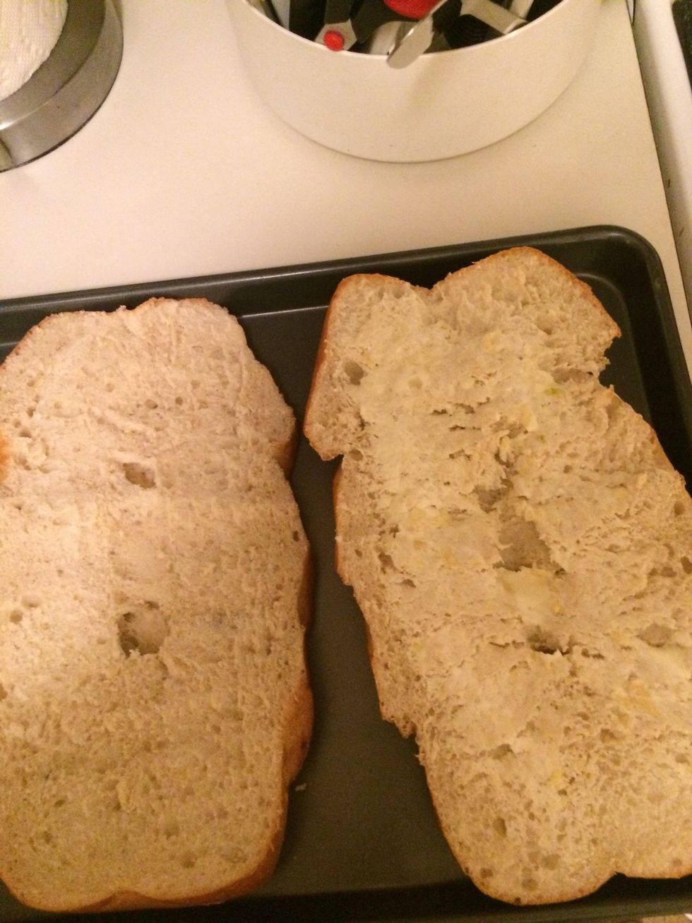 Lay on cookie sheet and spread butter mixture on it