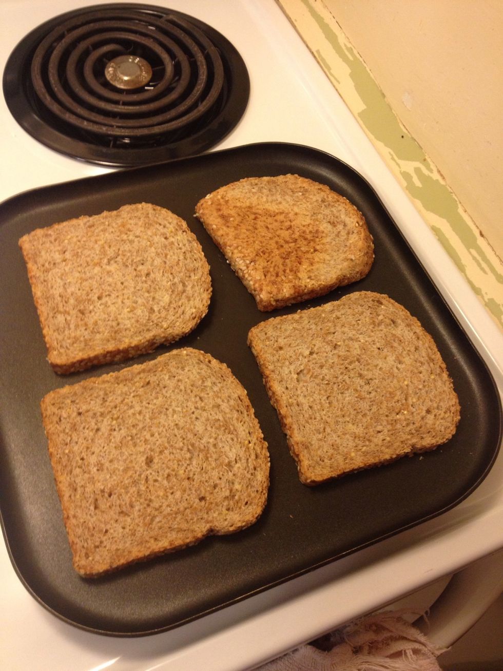 Lay on pan butter side down