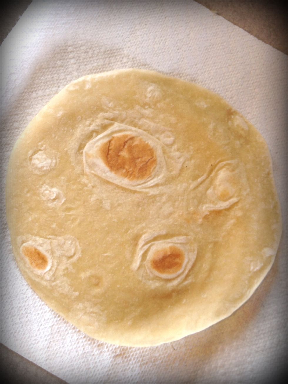 Lay out a tortilla. I used the kind from Costco that come raw and you cook yourself. So yummy!