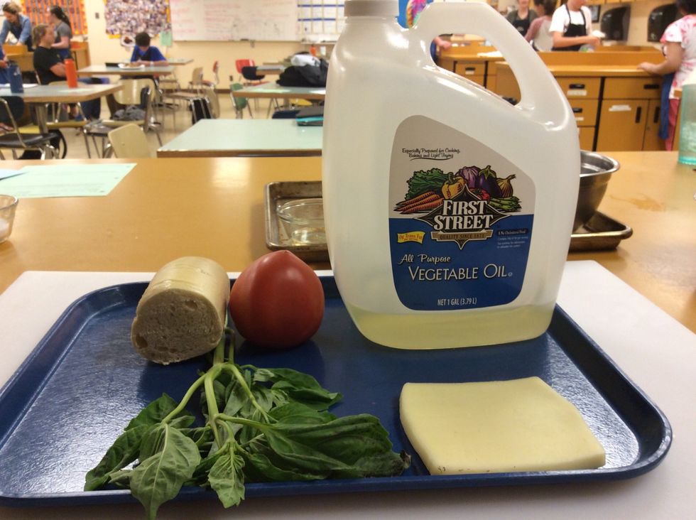 Lay out all of the ingredients needed for the lbs. mise en place