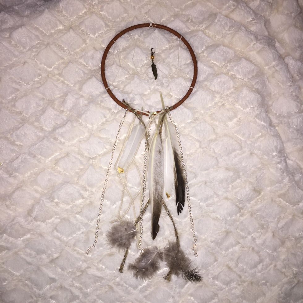 Lay out all of the things you want to hang down form the bottom of the dream catcher.