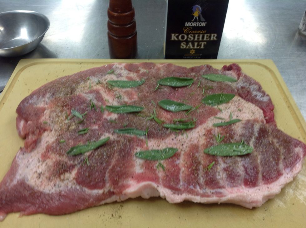 Lay out herbs and pesto