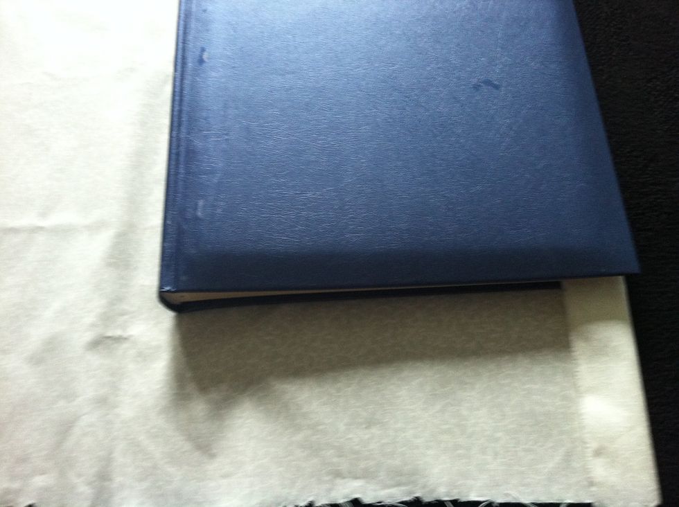 Lay out material and book to cover to measure how much u need, then cut to size, leave an inch overhang