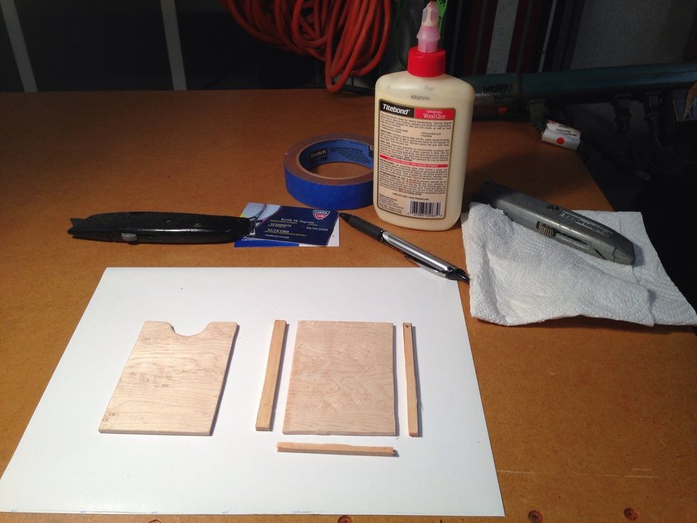 Lay out on clean area get wood glue and supply's within reach.