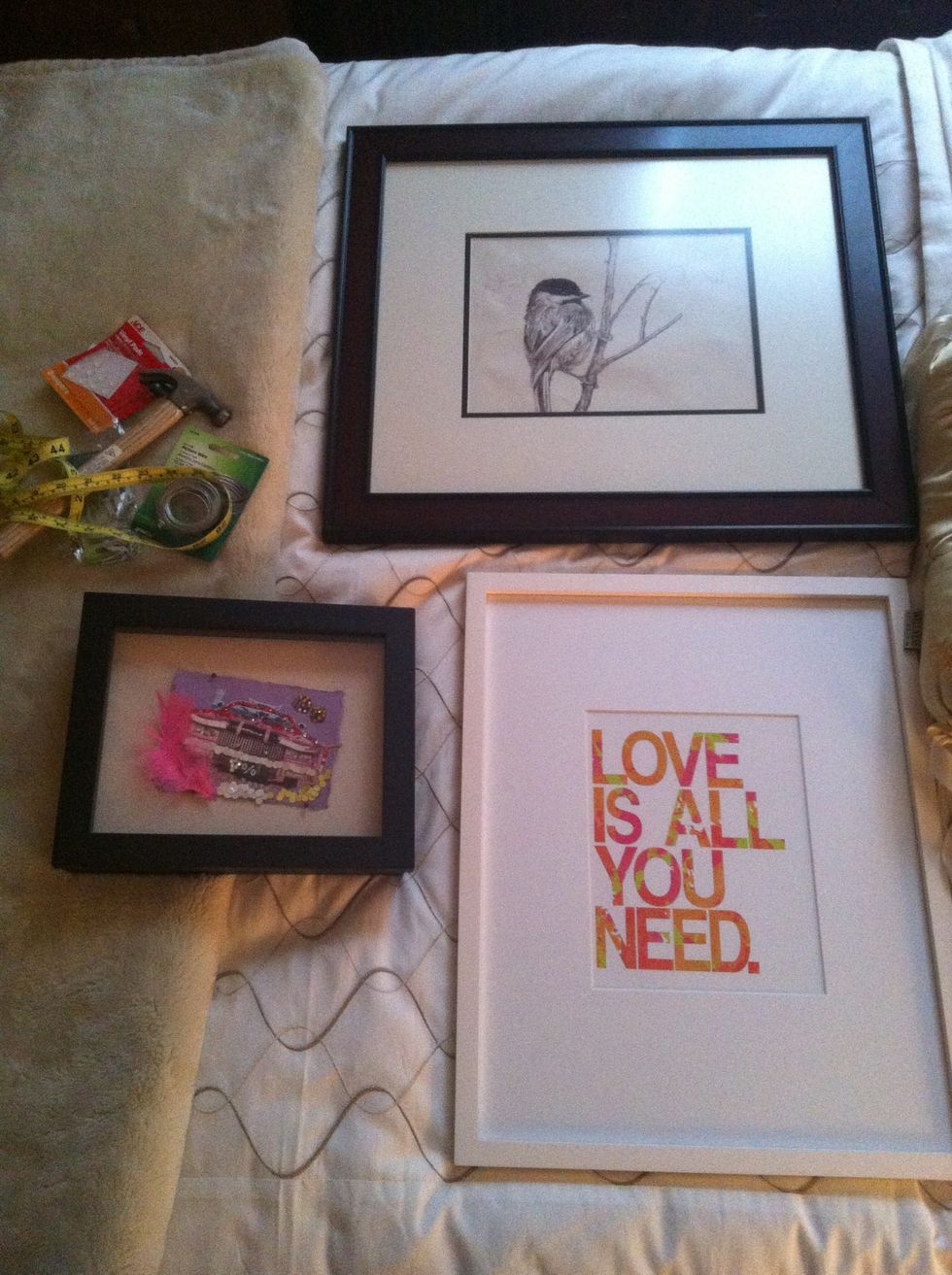 Lay out the frames how you want them on the wall.