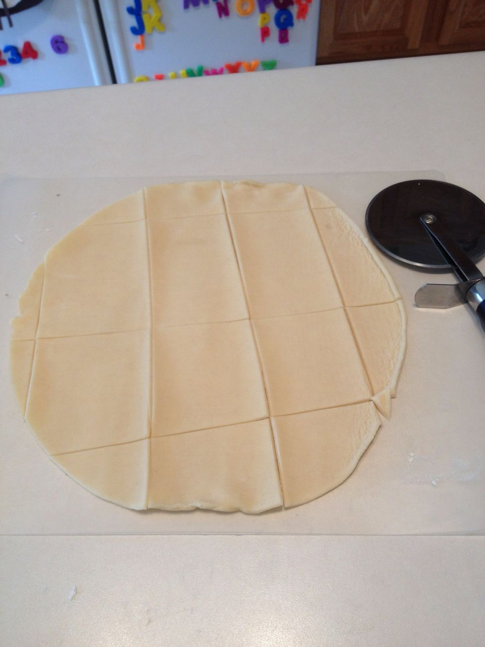 Lay out the second pie crust and cut out large rectangles.  It's OK if they are not perfect.