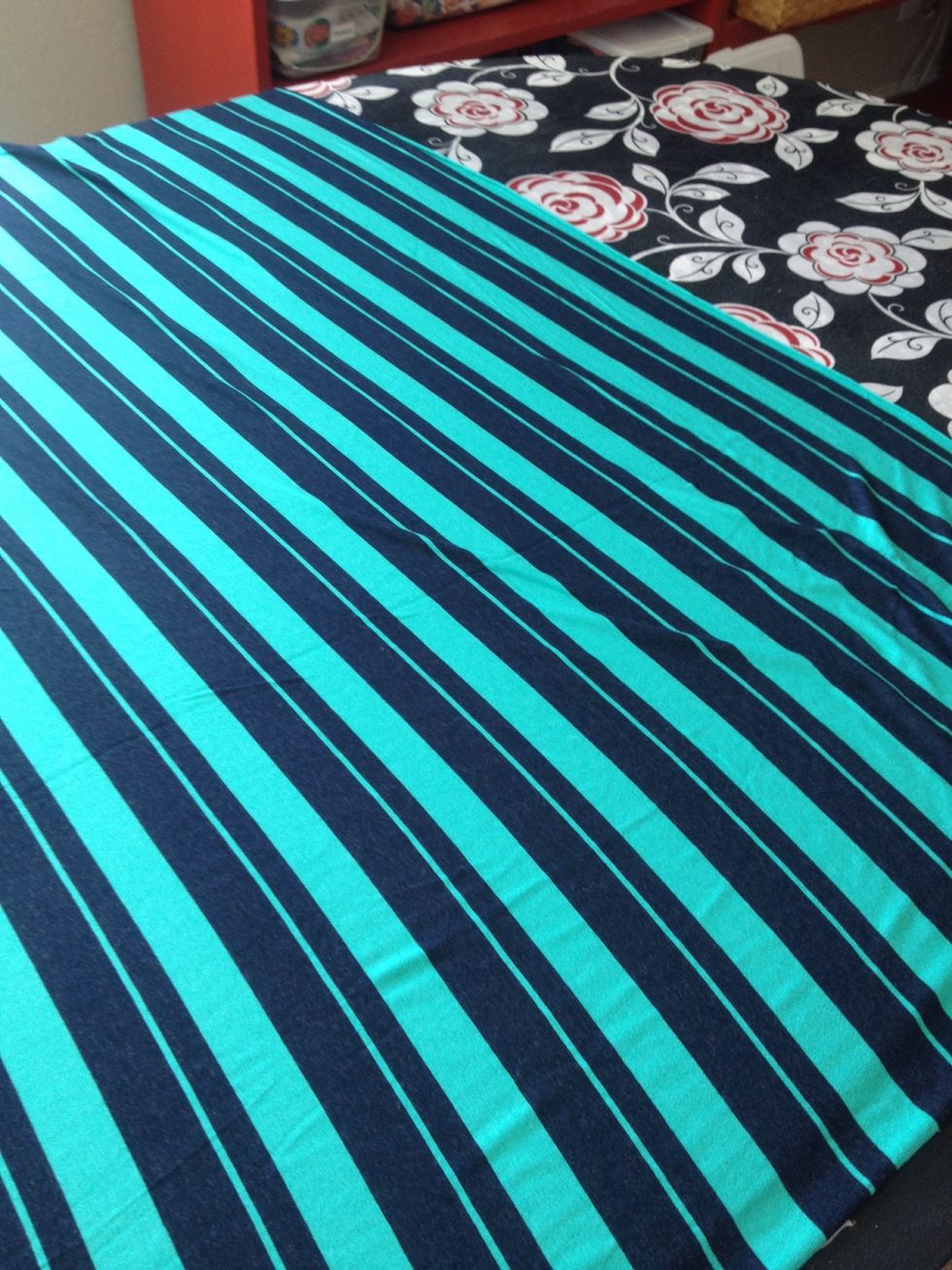 Lay out the striped material.