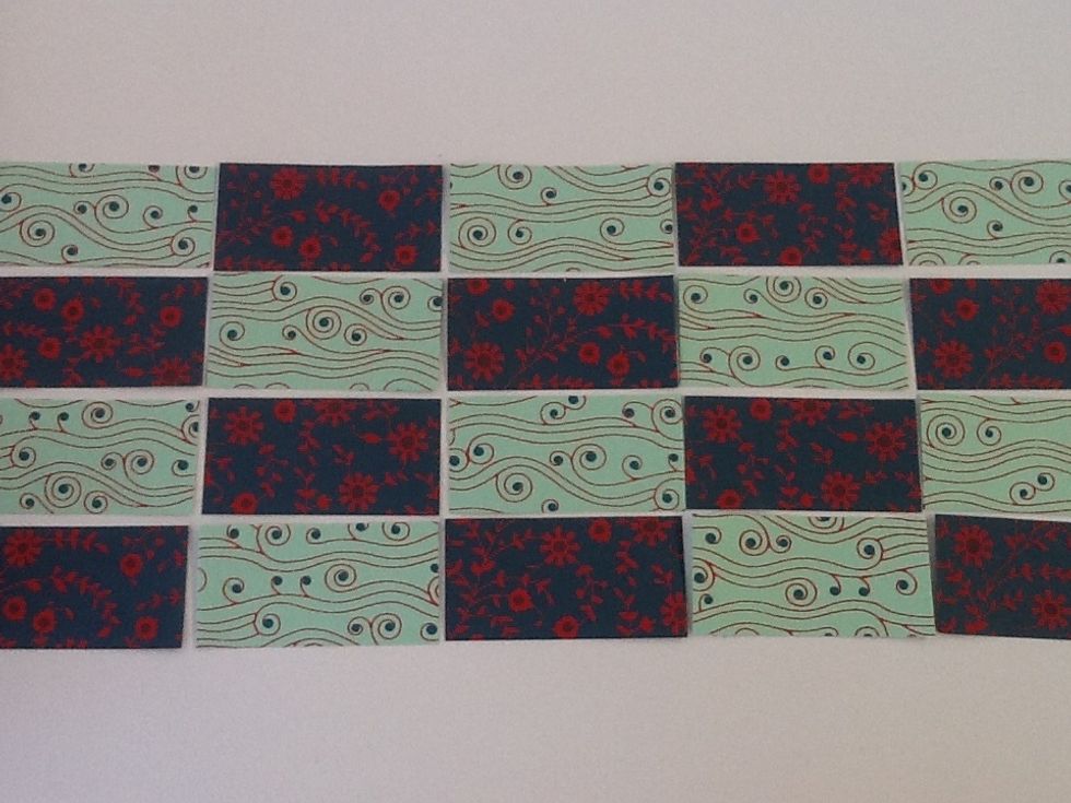 Lay out your flags: I am using 20 flags that are 2 inches by 4 inches arranged into five columns and four rows.