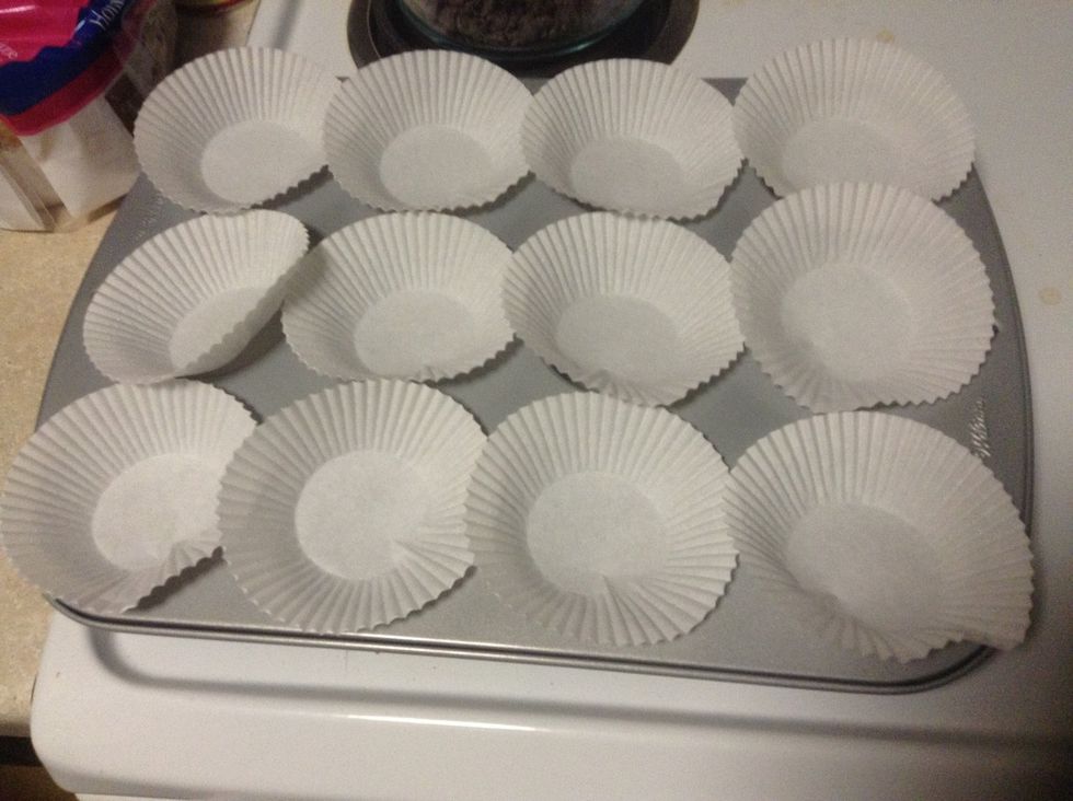 Lay out your muffin tin with papers
