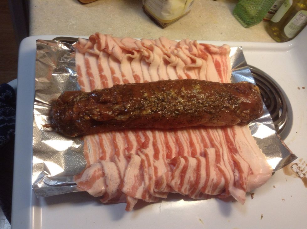 Lay seasoned tenderloin on top, we get ours pre seasoned