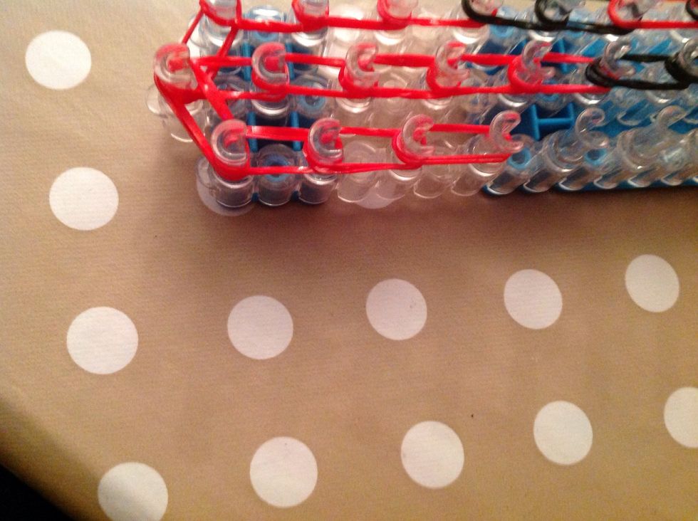 Lay six red bands up.
